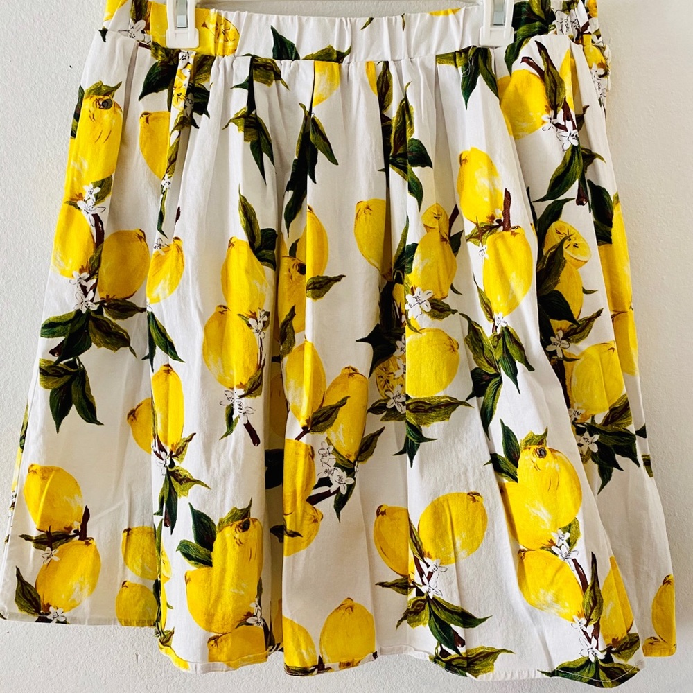 Lemon Print A Line Skirt
